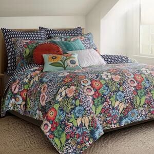 Levtex Night Garden Reversible 3 Pc Quilt Set Multi Floral Full/Queen